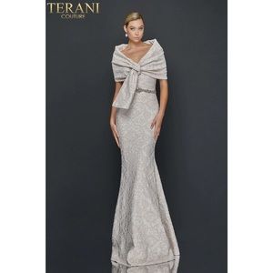 Terani Couture Elegant Silver Gown